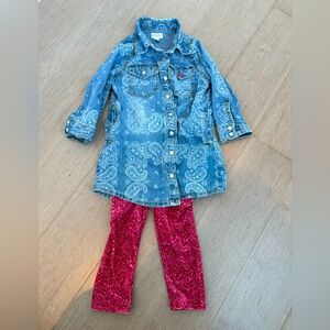 Gymboree 2T denim dress and velour pant set